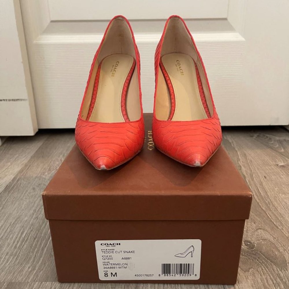 Coach Teddie Heels Watermelon Sz 8
